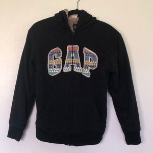 Black Lined Gap Zip Up Hoodie